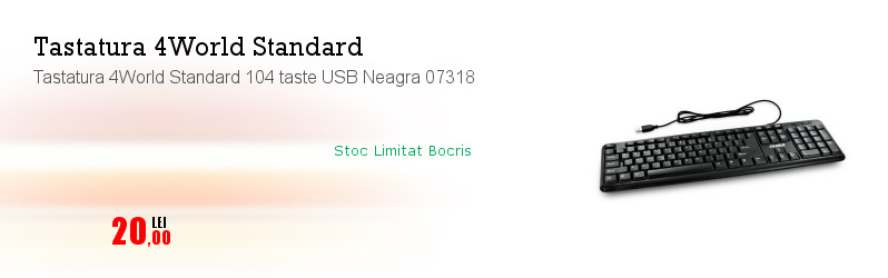 Tastatura 4World Standard 104 taste USB Neagra 07318