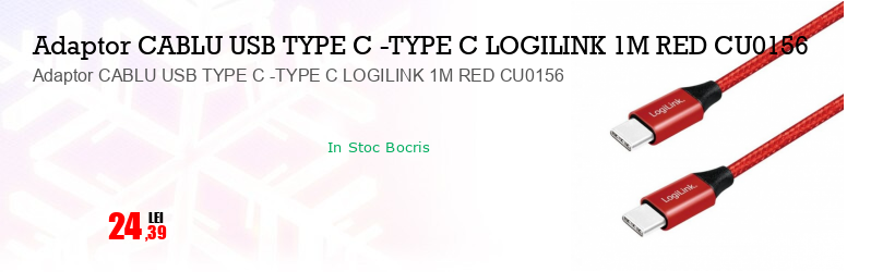 Adaptor CABLU USB TYPE C -TYPE C LOGILINK 1M RED CU0156 