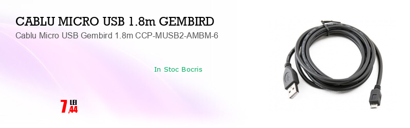 Cablu Micro USB Gembird 1.8m CCP-MUSB2-AMBM-6