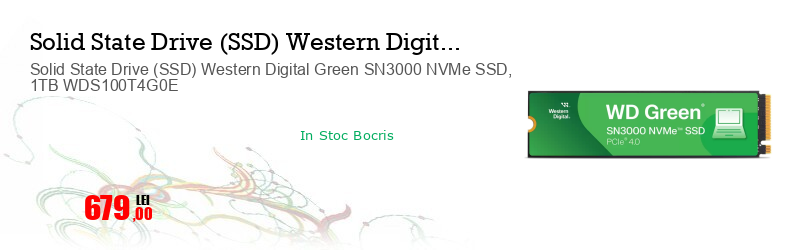 Solid State Drive (SSD) Western Digital Green SN3000 NVMe SSD, 1TB WDS100T4G0E