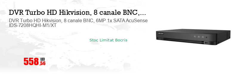 DVR Turbo HD Hikvision, 8 canale BNC, 6MP 1x SATA AcuSense IDS-7208HQHI-M1/XT