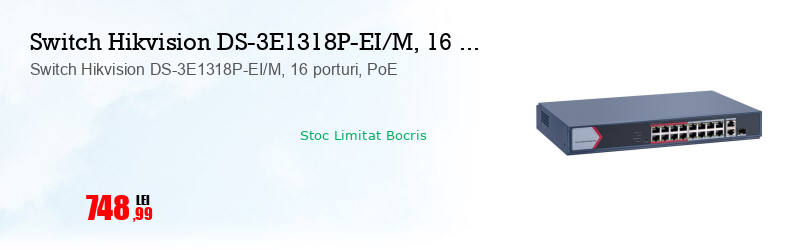 Switch Hikvision DS-3E1318P-EI/M, 16 porturi, PoE