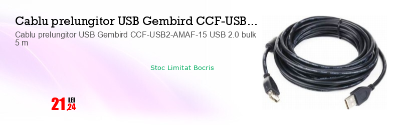 Cablu prelungitor USB Gembird CCF-USB2-AMAF-15 USB 2.0 bulk 5 m