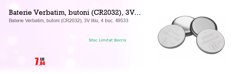 Baterie Verbatim, butoni (CR2032), 3V litiu, 4 buc. 49533
