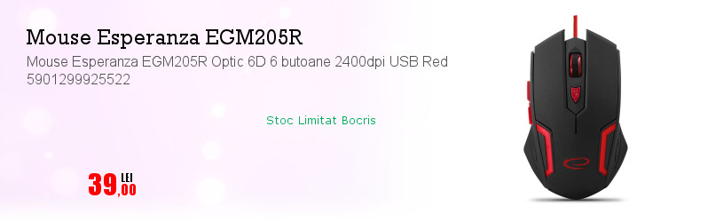 Mouse Esperanza EGM205R Optic 6D 6 butoane 2400dpi USB Red 5901299925522