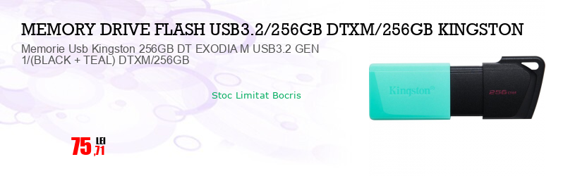 Memorie Usb Kingston 256GB DT EXODIA M USB3.2 GEN 1/(BLACK + TEAL) DTXM/256GB