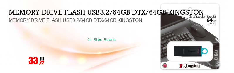 MEMORY DRIVE FLASH USB3.2/64GB DTX/64GB KINGSTON
