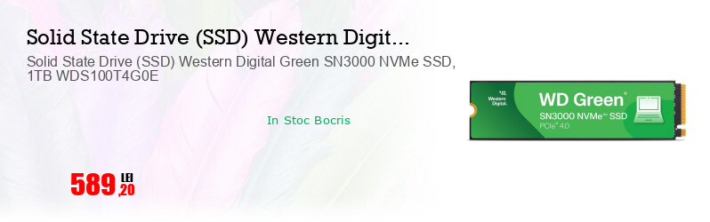 Solid State Drive (SSD) Western Digital Green SN3000 NVMe SSD, 1TB WDS100T4G0E