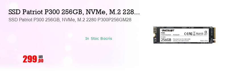 SSD Patriot P300 256GB, NVMe, M.2 2280 P300P256GM28