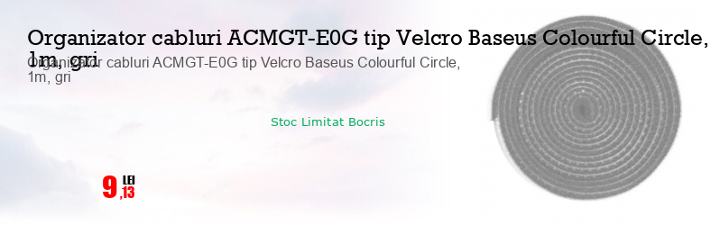 Organizator cabluri ACMGT-E0G tip Velcro Baseus Colourful Circle, 1m, gri