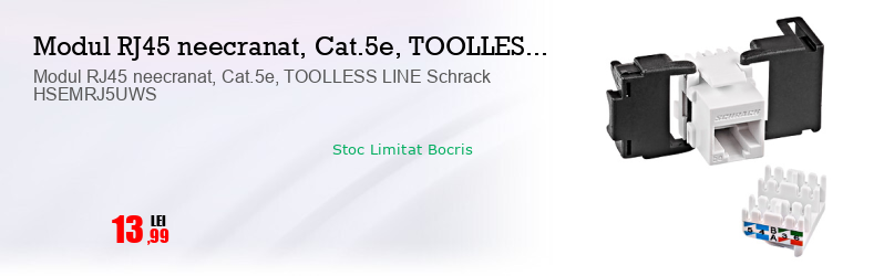 Modul RJ45 neecranat, Cat.5e, TOOLLESS LINE Schrack HSEMRJ5UWS