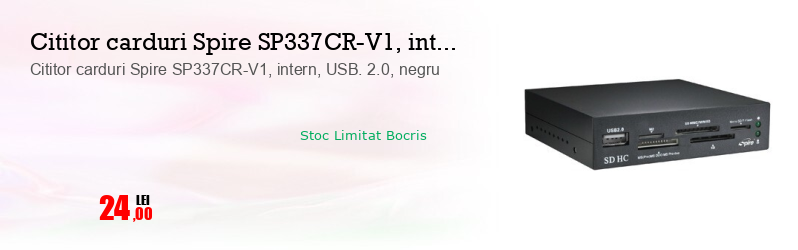 Cititor carduri Spire SP337CR-V1, intern, USB. 2.0, negru