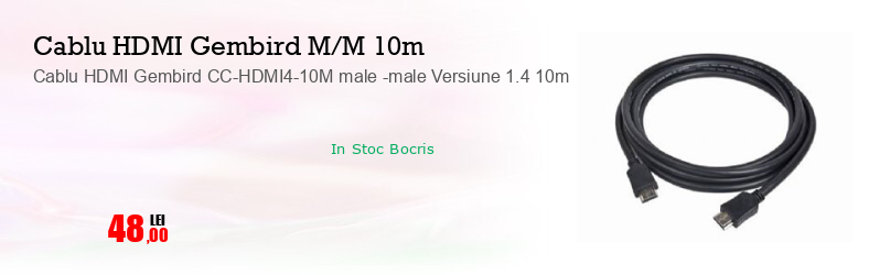 Cablu HDMI Gembird CC-HDMI4-10M male -male Versiune 1.4 10m