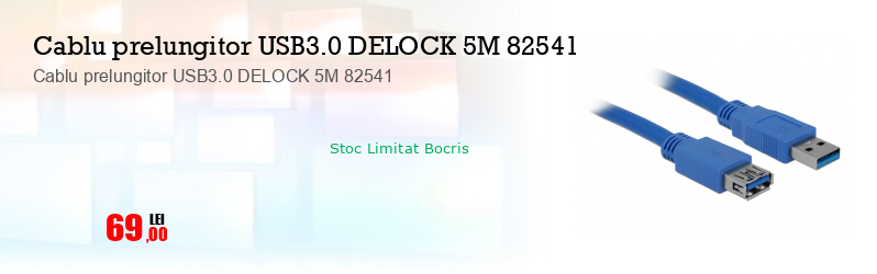 Cablu prelungitor USB3.0 DELOCK 5M 82541