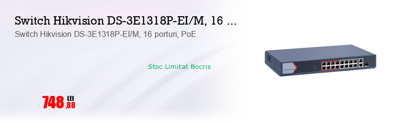 Switch Hikvision DS-3E1318P-EI/M, 16 porturi, PoE