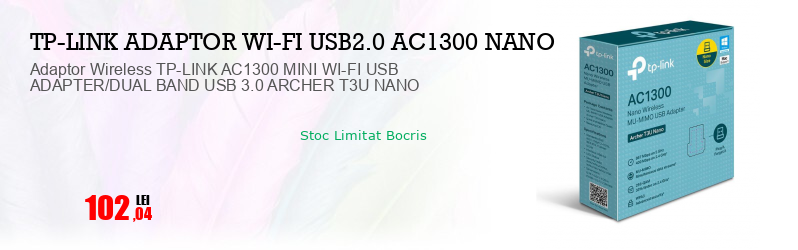 Adaptor Wireless TP-LINK AC1300 MINI WI-FI USB ADAPTER/DUAL BAND USB 3.0 ARCHER T3U NANO