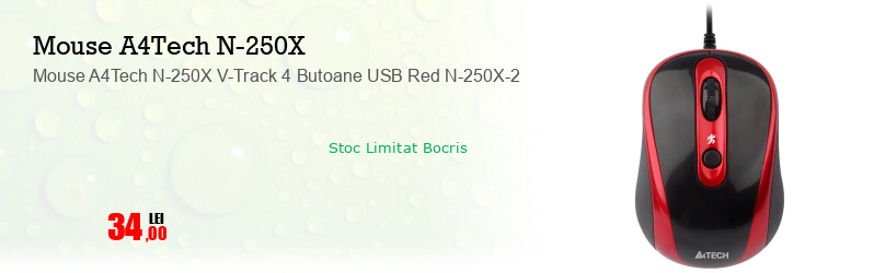 Mouse A4Tech N-250X V-Track 4 Butoane USB Red N-250X-2