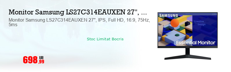 Monitor Samsung LS27C314EAUXEN 27'', IPS, Full HD, 16:9, 75Hz, 5ms