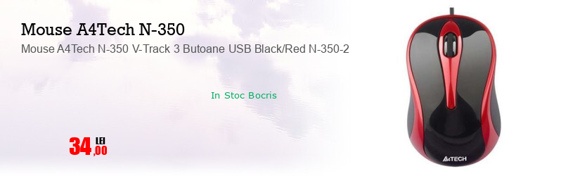 Mouse A4Tech N-350 V-Track 3 Butoane USB Black/Red N-350-2