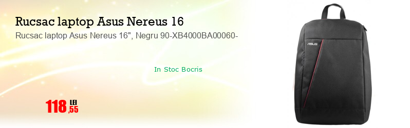 Rucsac laptop Asus Nereus 16", Negru 90-XB4000BA00060-
