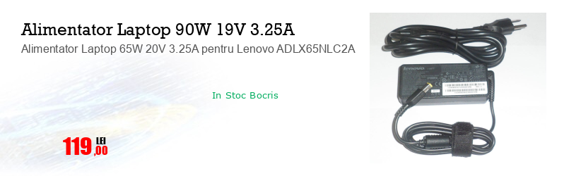 Alimentator Laptop 65W 20V 3.25A pentru Lenovo ADLX65NLC2A