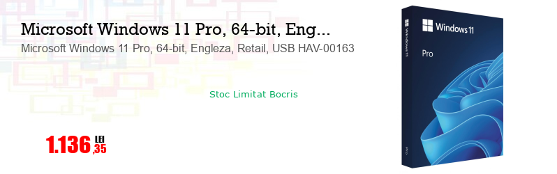 Microsoft Windows 11 Pro, 64-bit, Engleza, Retail, USB HAV-00163 