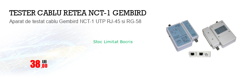 Aparat de testat cablu Gembird NCT-1 UTP RJ-45 si RG-58