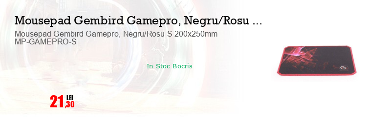 Mousepad Gembird Gamepro, Negru/Rosu S 200x250mm MP-GAMEPRO-S