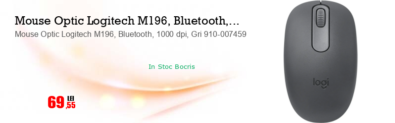 Mouse Optic Logitech M196, Bluetooth, 1000 dpi, Gri 910-007459