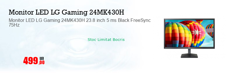 Monitor LED LG Gaming 24MK430H 23.8 inch 5 ms Black FreeSync 75Hz