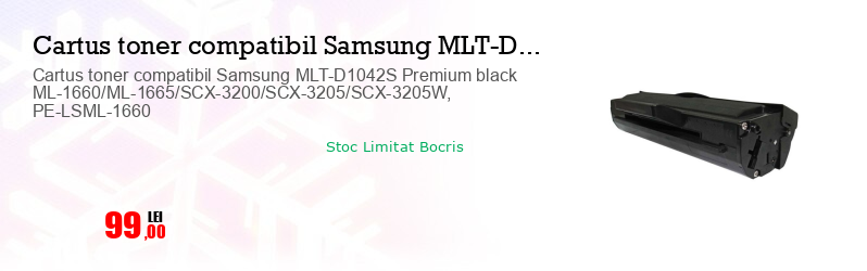 Cartus toner compatibil Samsung MLT-D1042S Premium black ML-1660/ML-1665/SCX-3200/SCX-3205/SCX-3205W, PE-LSML-1660