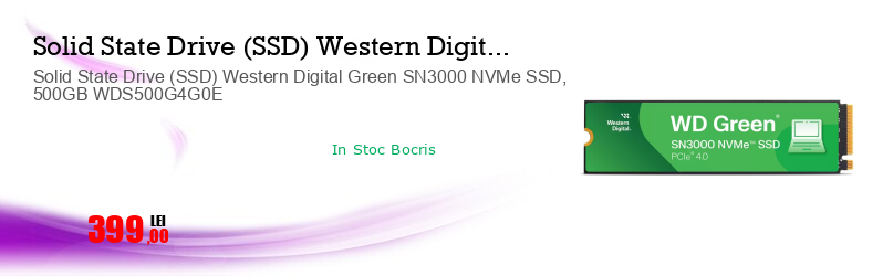 Solid State Drive (SSD) Western Digital Green SN3000 NVMe SSD, 500GB WDS500G4G0E