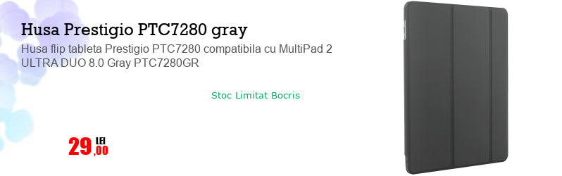 Husa flip tableta Prestigio PTC7280 compatibila cu MultiPad 2 ULTRA DUO 8.0 Gray PTC7280GR