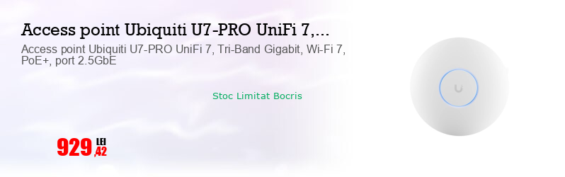 Access point Ubiquiti U7-PRO UniFi 7, Tri-Band Gigabit, Wi-Fi 7, PoE+, port 2.5GbE