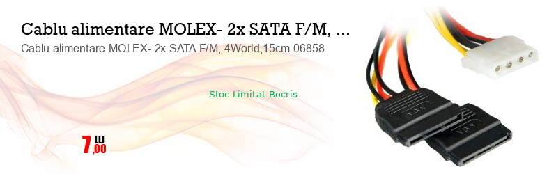 Cablu alimentare MOLEX- 2x SATA F/M, 4World,15cm 06858