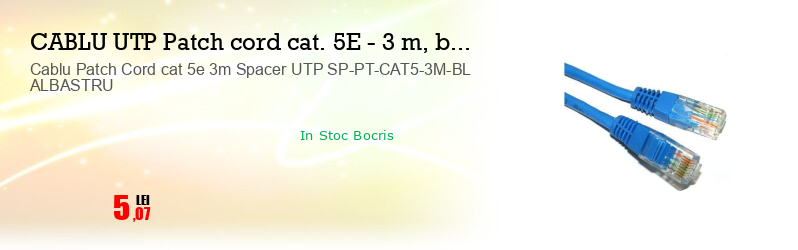 Cablu Patch Cord cat 5e 3m Spacer UTP SP-PT-CAT5-3M-BL ALBASTRU