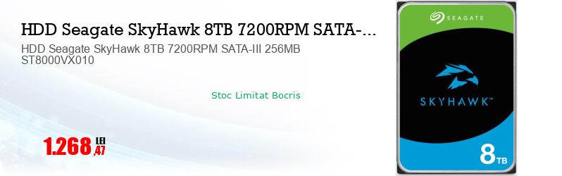 HDD Seagate SkyHawk 8TB 7200RPM SATA-III 256MB ST8000VX010  