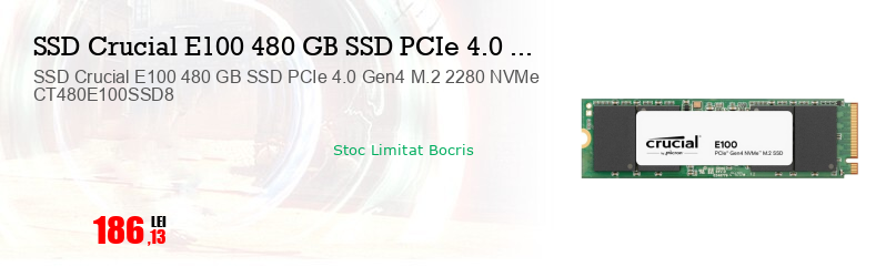 SSD Crucial E100 480 GB SSD PCIe 4.0 Gen4 M.2 2280 NVMe CT480E100SSD8