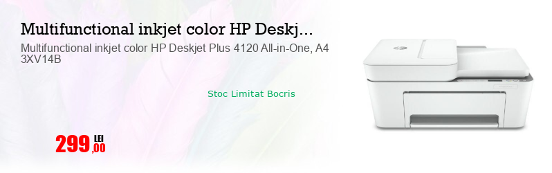 Multifunctional inkjet color HP Deskjet Plus 4120 All-in-One, A4 3XV14B 