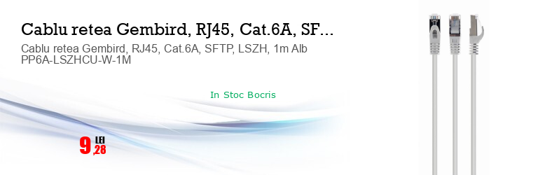 Cablu retea Gembird, RJ45, Cat.6A, SFTP, LSZH, 1m Alb PP6A-LSZHCU-W-1M
