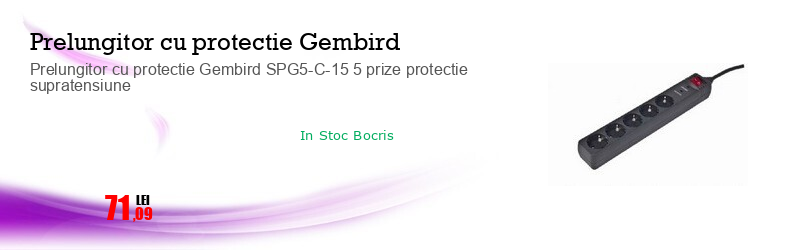 Prelungitor cu protectie Gembird SPG5-C-15 5 prize protectie supratensiune