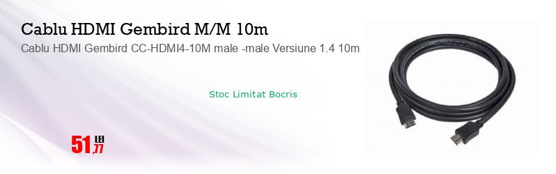 Cablu HDMI Gembird CC-HDMI4-10M male -male Versiune 1.4 10m