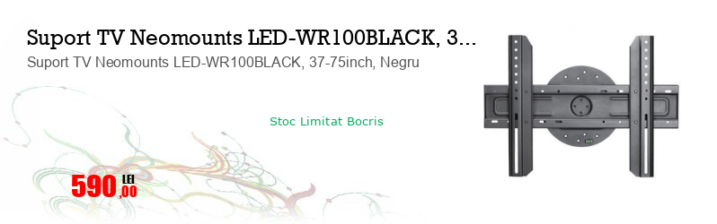Suport TV Neomounts LED-WR100BLACK, 37-75inch, Negru
