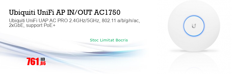 Ubiquiti UniFi UAP AC PRO 2.4GHz/5GHz, 802.11 a/b/g/n/ac, 2xGbE, support PoE+