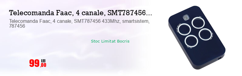 Telecomanda Faac, 4 canale, SMT787456 433Mhz, smartsistem, 787456