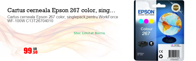 Cartus cerneala Epson 267 color, singlepack,pentru WorkForce WF-100W C13T26704010