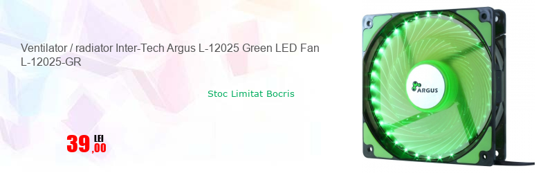 Ventilator / radiator Inter-Tech Argus L-12025 Green LED Fan L-12025-GR