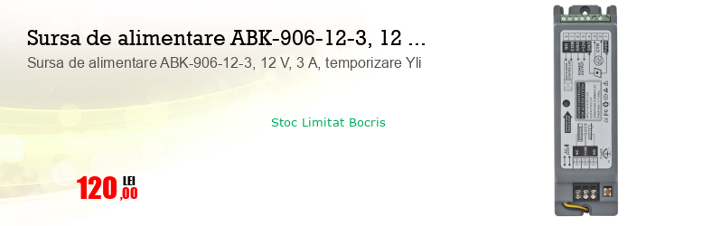 Sursa de alimentare ABK-906-12-3, 12 V, 3 A, temporizare Yli
