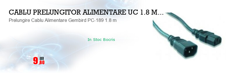 Prelungire Cablu Alimentare Gembird PC-189 1.8 m