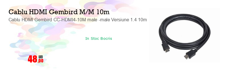 Cablu HDMI Gembird CC-HDMI4-10M male -male Versiune 1.4 10m